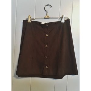 Kendall and Kylie Suede Button Front Mini Skirt